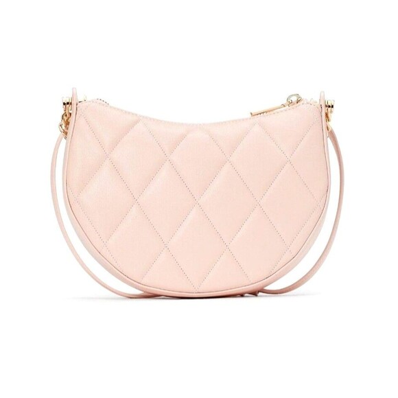 New Kate Spade Carey Zip Top Crossbody Quilted Smooth Leather Conch Pink - Picture 3 of 5